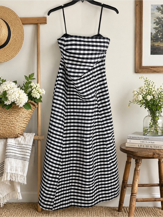 Lauren Ralph Lauren Dresses & Skirts - Lauren Ralph Lauren Black and White Gingham Spaghetti Strap Maxi Dress